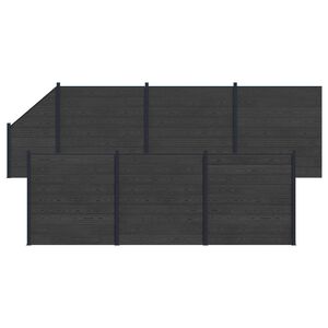 vidaXL Zestaw ogrodzeniowy 7 pcs 1138 x 186 cm WPC i aluminium Czarny
