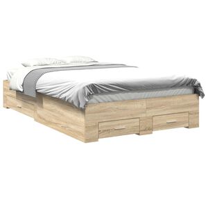vidaXL Ramka ł&oacute;żka z szufladą Brązowy 120 x 200 cm Drewno inżynieryjne
