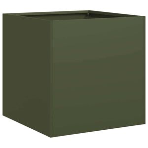 vidaXL Donica, oliwkowa, 40x40x40 cm, stal walcowana na zimno
