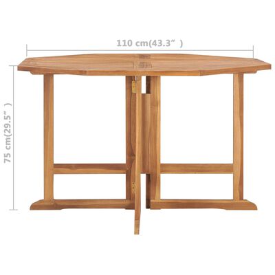 vidaXL Składany stół ogrodowy, 110x110x75 cm, lite drewno tekowe