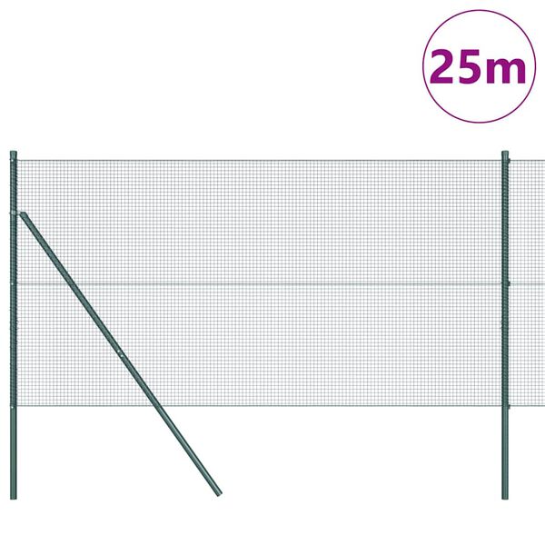 vidaXL Słupek ogrodzeniowy. Zielony 25 x 1 m (siatka 16 x 16 mm) Stal