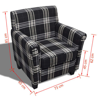 vidaXL Fotel z poduszką, czarny, tkanina