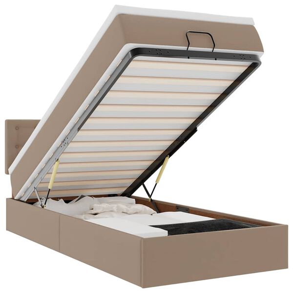 vidaXL Ł&oacute;żko otomana z materacem, cappucino, 90x190 cm, ekosk&oacute;ra