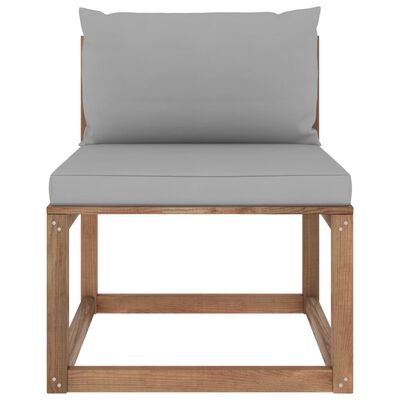 vidaXL Ogrodowa sofa środkowa z palet, z szarymi poduszkami