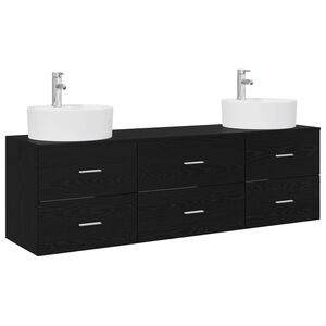 vidaXL Zestaw Szafek Łazienkowych 3 szt. Czarny 161 x 44,5 x 76 cm