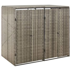 vidaXL Osłona na 2 kosze na śmieci, szara, 140x80x117 cm, polirattan