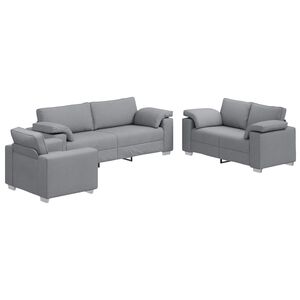 vidaXL Sofa 3 pcs Jasnoszary Tkanina lniana