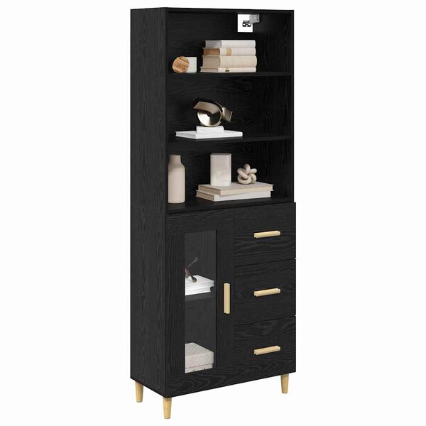 vidaXL Highboard z szufladą Czarny Dąb 69,5 x 32,5 x 180 cm