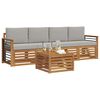 vidaXL Zestawy sof 5 pcs Naturalny i Jasny Szary Lite Drewno Akacji