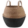 vidaXL Doniczka z uchwytami Czarny &Oslash; 32 x 32 cm 100% Trawa morska