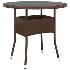 vidaXL Stolik ogrodowy, &Oslash;80x75 cm, szkło i rattan PE, brązowy