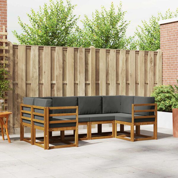 vidaXL Zestaw sof na zewnątrz z poduszką 6 pcs Naturalny i Antracytowy