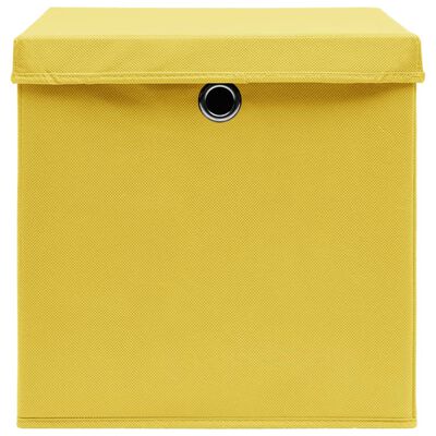 vidaXL Pudełka z pokrywami, 10 szt., 28x28x28 cm, żółte