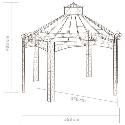 vidaXL Pawilon ogrodowy, antyczny brąz, 558 x 350 x 408 cm, żelazo
