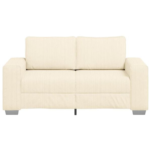 vidaXL Sofa dwuosobowa kremowa 160x77x82 cm Tkanina sztruksowa