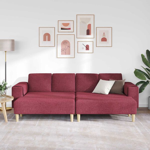 vidaXL Sofa do salonu 3 pcs Czerwone wino Poliester