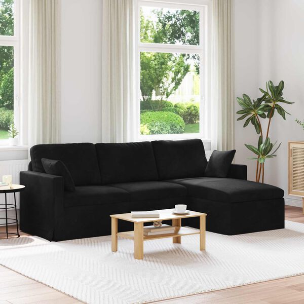 vidaXL Sofa Czarny 198 x 134 x 80 cm Aksamit