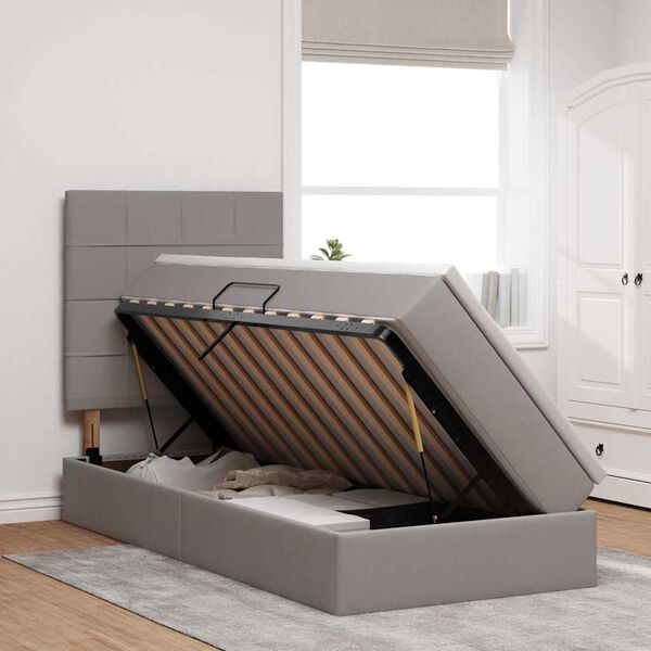 vidaXL Ł&oacute;żko z miejscem na przechowywanie i LED Ciemnoszary Poliester