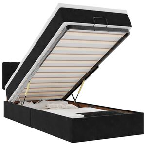 vidaXL Rama ł&oacute;żka otomana z materacem, czarna, 100x200 cm, aksamit