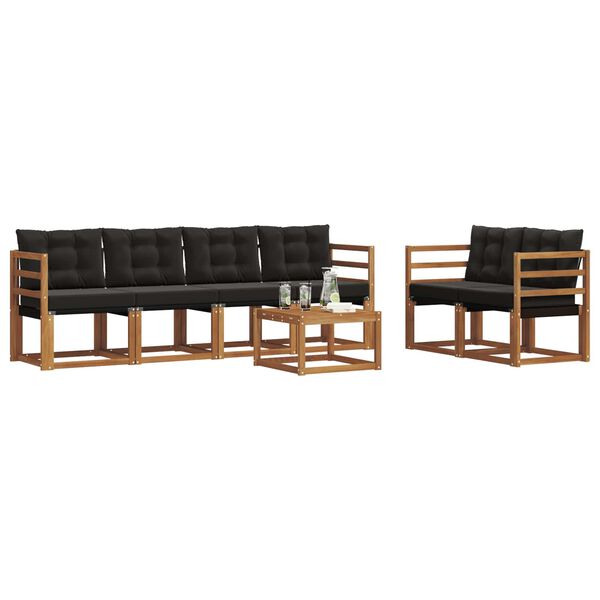 vidaXL Zestaw sof na zewnątrz z poduszką 7 pcs Naturalny i czarny