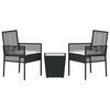 vidaXL Zestaw Bistro Ogrodowego 3 pcs Czarny Polirattan
