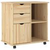 vidaXL Rolkowa szafka 63,5 x 39 x 65,5 cm Lite drewno sosnowe Brązowy