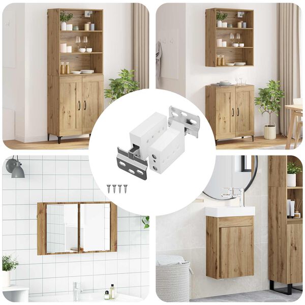 vidaXL Wspornik do zawieszenia szafki 12 pcs Biały 70 x 48 x 19 mm