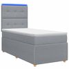 vidaXL Ł&oacute;żko z box spring LED z materacem jasnoszary 90 x 190 cm