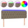 vidaXL Zagł&oacute;wek do ł&oacute;żka z LED, taupe, 160x7x78/88 cm, tkanina