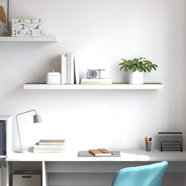 vidaXL P&oacute;łka ścienna, dębowo-biała, 120 x 23,5 x 3,8 cm, MDF