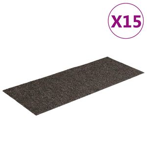vidaXL Maty na schody samoprzylepne 15 szt. 60x25 cm Antracytowe prostokątne