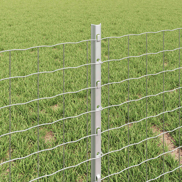 vidaXL Ogrodzenie z słupkiem Srebrny 0,4 x 25 m Stal