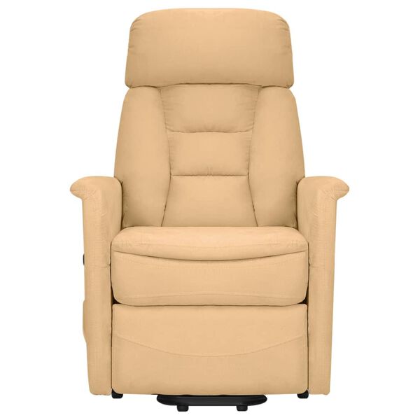 vidaXL Podnoszony fotel masujący, kremowy, obity mikrofibrą