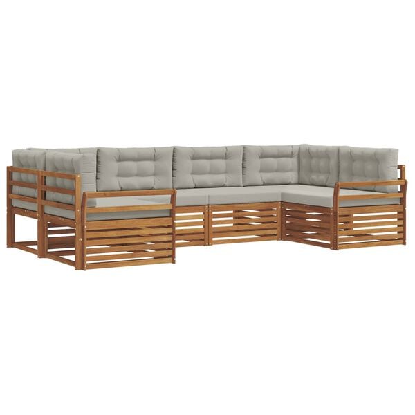 vidaXL Zestaw sof na zewnątrz z poduszką 6 pcs Naturalny i Jasny Szary