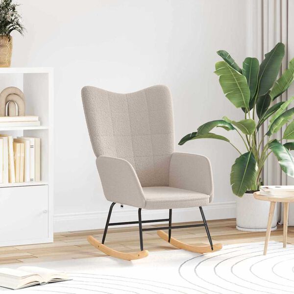 vidaXL Fotel bujany Jasnoszary Tkanina sherpa