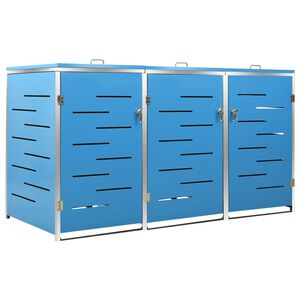 vidaXL Osłona na 3 kosze na śmieci, 207x77,5x115 cm, stal nierdzewna