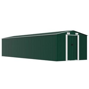 vidaXL Szopa ogrodowa, zielona, 257x779x181 cm, stal galwanizowana
