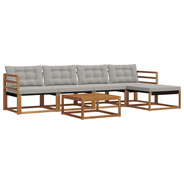 vidaXL Zestaw sof na zewnątrz z poduszką 6 pcs Naturalny i Jasny Szary