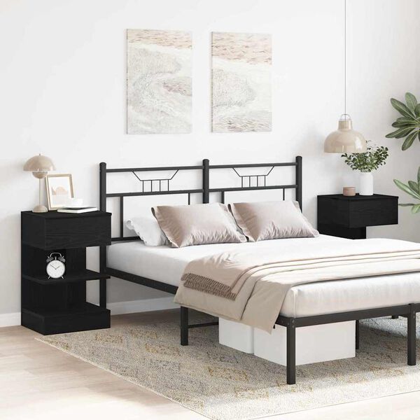 vidaXL Szafka Nocna z szufladą 2 pcs Czarny Dąb 40 x 35 x 65 cm