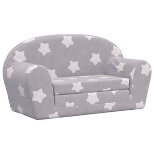 vidaXL 2-os. sofa dla dzieci, rozkładana, szara w gwiazdki, plusz