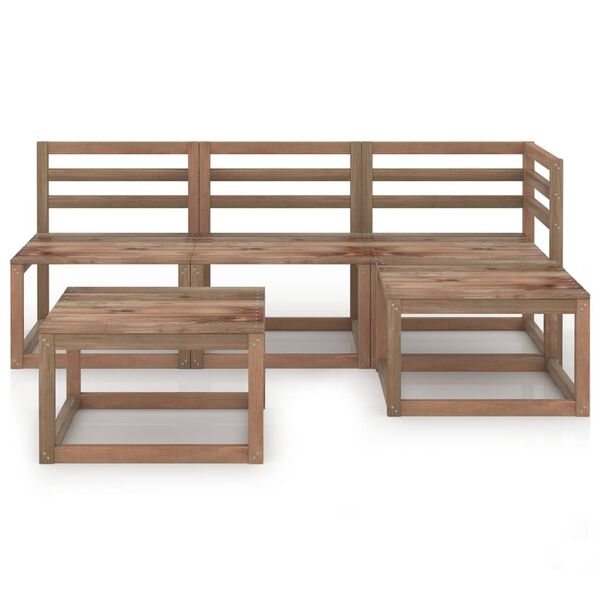 vidaXL 5-cz. zestaw wypoczynkowy do ogrodu, brązowe drewno sosnowe