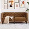 vidaXL Sofa Chesterfield, 2-os., brązowa, tapicerowana sztuczną skórą