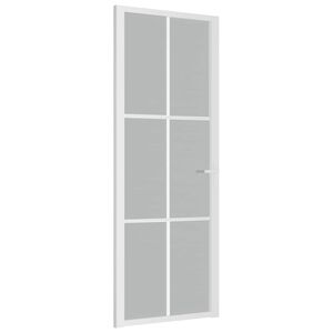 vidaXL Drzwi wewnętrzne, 76x201,5 cm, białe, matowe szkło i aluminium
