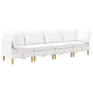 vidaXL Modularny Zestaw Sofy z Przechowalnią 4 pcs Biały tkanina