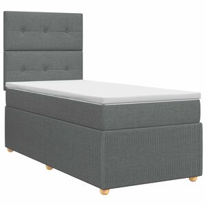 vidaXL Ł&oacute;żko kontynentalne z materacem ciemnoszary 80 x 200 cm tkanina