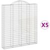 vidaXL Kosze gabionowe, 5 szt, 200x30x220/240 cm, galwanizowane żelazo