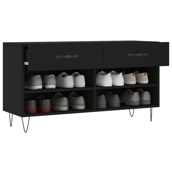 vidaXL Ławka z miejscem na buty, czarna, 102x35x55 cm