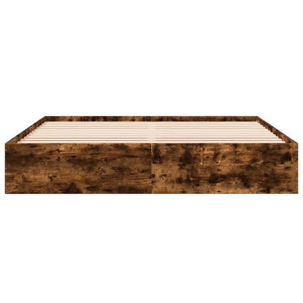 vidaXL Rama ł&oacute;żka, przydymiony dąb, 200x200cm, materiał drewnopochodny