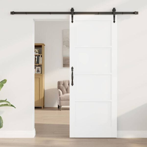 vidaXL Drzwi przesuwne ORKDAL Biały 78 x 202 cm Lite drewno sosnowe