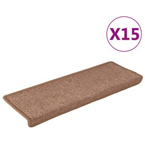 vidaXL Maty na schody 15 szt. 65x21x4 cm Brązowe prostokątne krawędzie